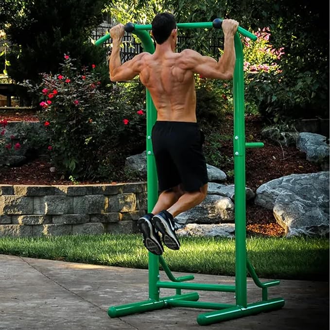 Stamina Pull Up Bar Tower & Dip Station, Free Standing Outdoor Home Gym Equipment - Adjustable and Portable Workout Stand for Calisthenics Body Weight Training