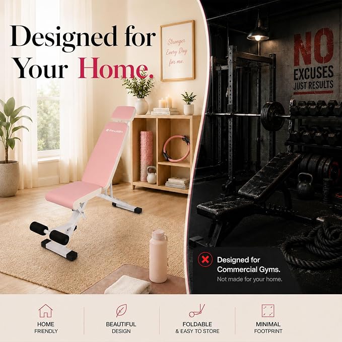 Adjustable Weight Bench, Foldable Workout Bench for Home Gym | Fast Folding & 7-Position Incline/Decline, Heavy Duty Dumbbell Bench for Home Gym / Garage Gym, Strength Training Equipment