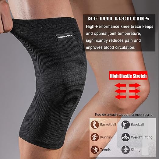 Knee Brace for Pain Relief - Knee Compression Sleeves for Men and Women, Knee Support Leg Brace for Meniscus Tear, Running,Weightlifting,Workout,ACL, Arthritis,Joint Pain Relief(Black,XL)