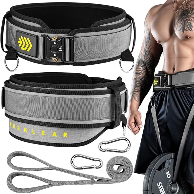 MANUEKLEAR 2-in-1 Weightlifting Belt & Dip Belt with 36.7 IN Rope, Double-Layer Weight Lifting Belts, Powerlifting Gym Weighted Belt for Pull Up Squat
