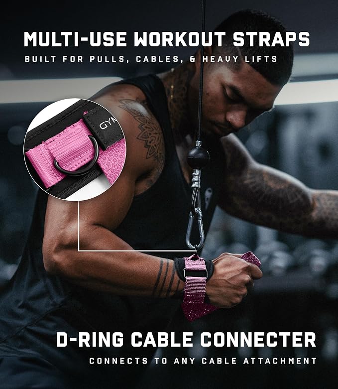 Gymreapers GripLink Lifting Straps – Heavy Duty D-Ring Weight Lifting Wrist Straps with Anti-Slip Silicone Grip Beads, Adjustable Support for Deadlifts, Powerlifting, Cable Machines & Gym Training