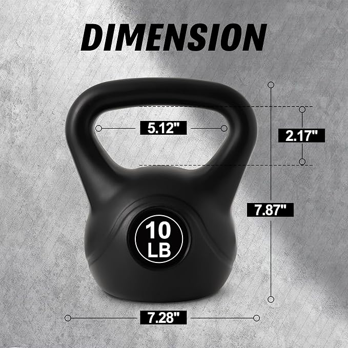 ALTLER Vinyl Plastic Concrete Kettlebell 10-50LBS Safe Strength Training Kettlebell Anti-Slip Grip Weight for Home Workouts and Men/Women/Beginners