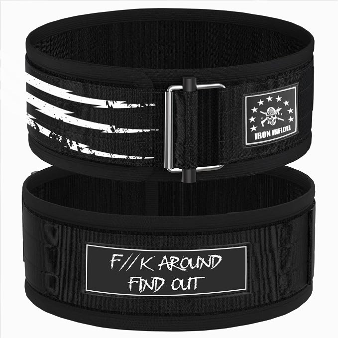 Iron Infidel Recon Weight Lifting Belt - 4" Wide Self Locking Gym Belt for Men & Women, EVA Foam Core Support Weight Belt for Squatting, Deadlifting, Powerlifting, Workout, Fitness & Crossfit