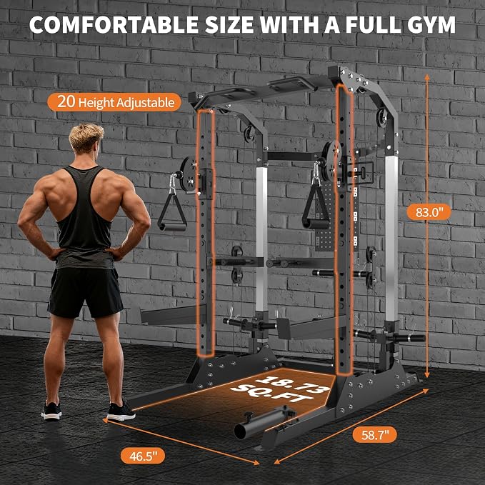 Garvee Power Cage 2000LB Power Rack with Independent Dual Pulley System