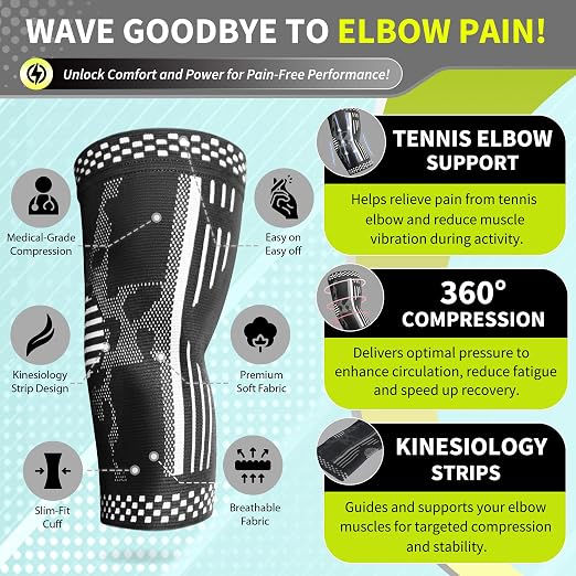 BLITZU Elbow Compression Sleeve for Tendonitis, Tennis Elbow Brace 2 Pack S | Targeted Arm Support, Joint Stability, Muscle Recovery, Workout Protection, Tendonitis & Arthritis Relief, All-Day Comfort