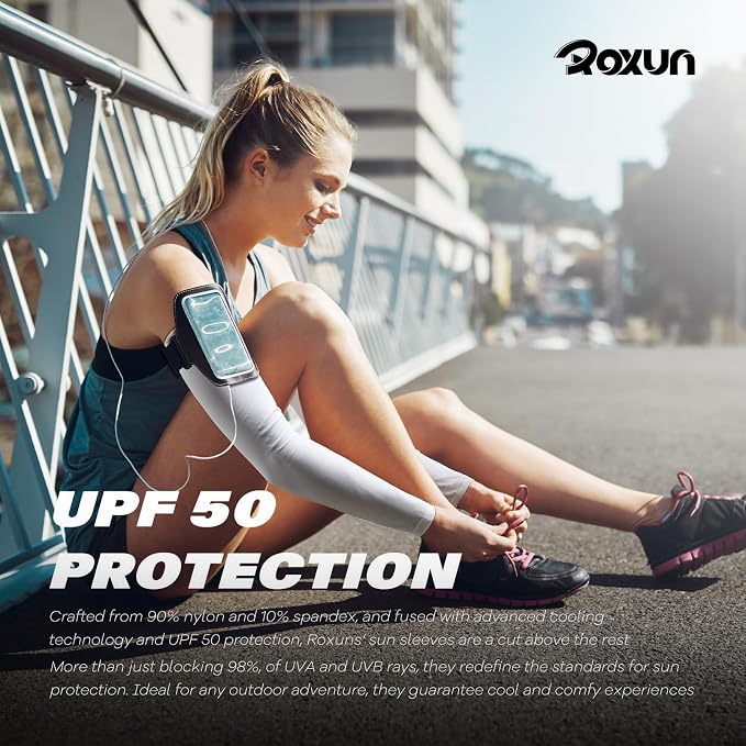 ROXUN Arm Sleeves Cooling UV Sun Protection Sport Compression for Men Women | UPF50,Seamless cover arms,Tattoo-covering,Lightweight & breathable,daily wear,Outdoor work,Basketball Baseball,Mangas