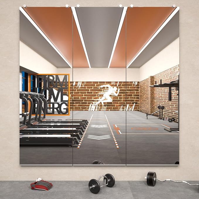 Keonjinn 65" x 22" x 2PCS Full Length Home Gym Mirror for Wall,Frameless Glass Large Body Workout Mirrors for Gym, Bedroom, Garage, Studio, Oversized Tall Mirror, Activity, Wall Mounted Only