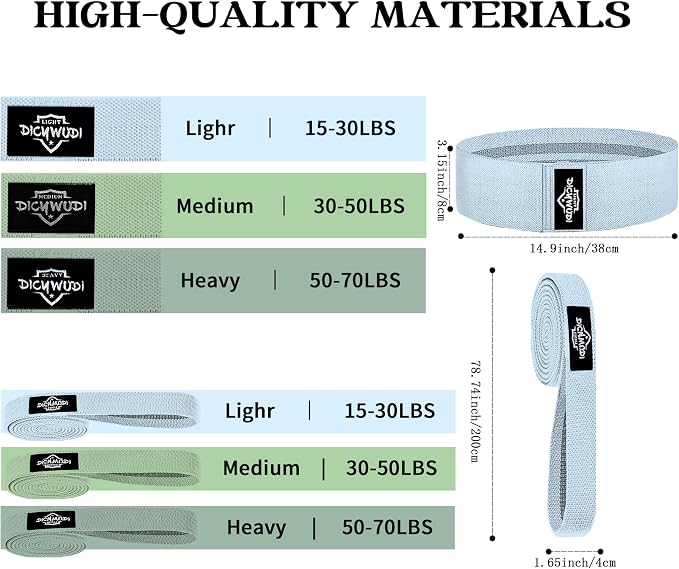 DICYWUDI Fabric Resistance Bands for Working Out, 6Pack Non-Slip Exercise Bands for Women and Men, Fabric Booty Bands for Home, Fitness, Pilates, Stretching