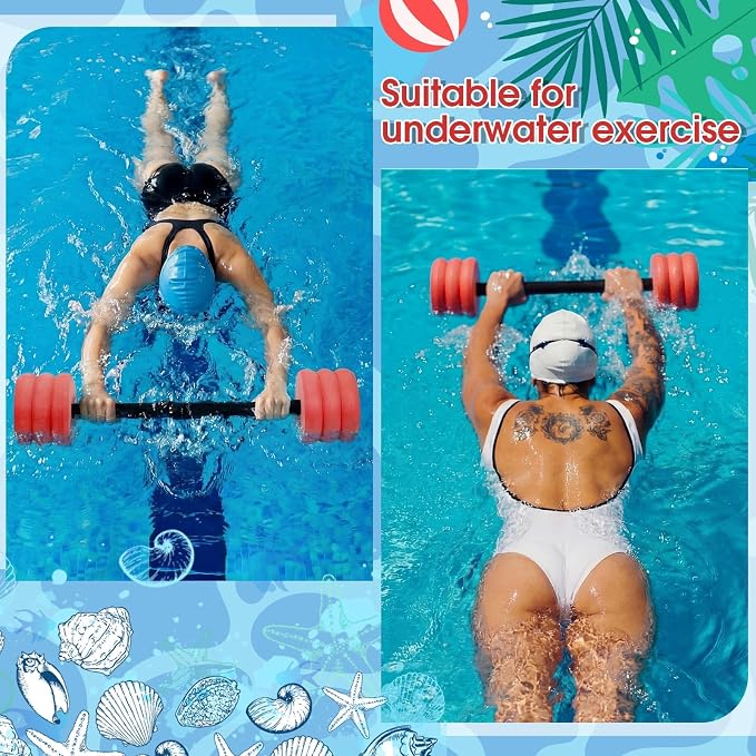 Soulchen Long Aquatic Exercise Dumbbells Pool Exercise Foam Water Weights Dumbbell Aquatic Pool Barbells with High Density EVA Foam for Swim Water Aerobics Workouts Loss
