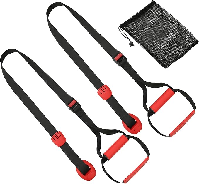 Training All-in-One Suspension Trainer Exercise Equipment Bundle,Bodyweight Fitness Resistance Trainer Kit with Pro Straps for Door Pull up Bar, Anchor Point for Complete Body Workouts V1