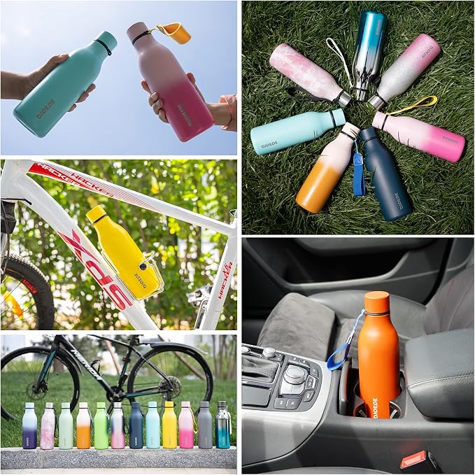 BJPKPK 18oz Insulated Water Bottle, Stainless Steel Bottle with Carry Strap | Keep Cold & Hot Vacuum Insulation, Leak-Proof BPA-Free Design, Slim Bottle Fits Most Cup Holders for Gym, Office & Travel