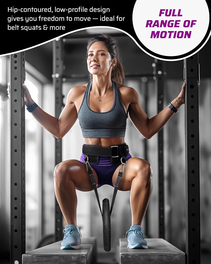 THEFITGUY Women’s Dip Belt for Weighted Dips, Pull-Ups & Belt Squats | Contoured no-pinch dip belt for women’s hips and smaller waists, with buckle closure, 2 straps, and metal hooks