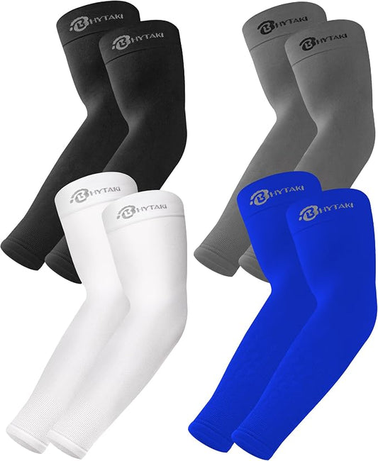 BHYTAKI UV Sun Protection Arm Sleeves, UPF 50 Sports Cooling Arm Compression Sleeves for Men Women Teenager