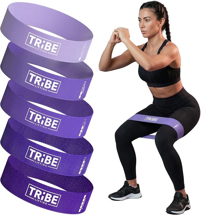 Fabric Resistance Bands for Working Out, 5-Band Set for Legs and Glutes | Booty bands for women and men, 5 resistance levels, for glute activation, hip training, squats, lunges and physical therapy