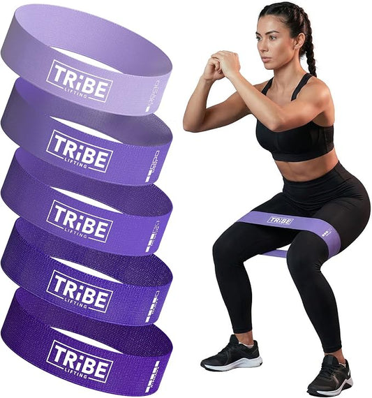 Fabric Resistance Bands for Working Out, 5-Band Set for Legs and Glutes | Booty bands for women and men, 5 resistance levels, for glute activation, hip training, squats, lunges and physical therapy