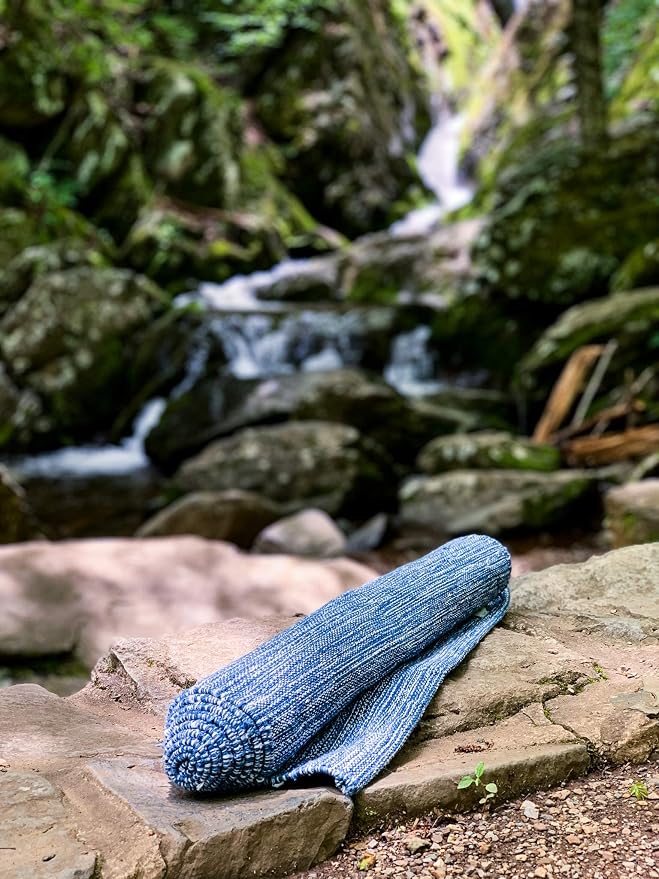 Jade Yoga Organic Cotton Hand Loomed Yoga Mat 72" Indigo