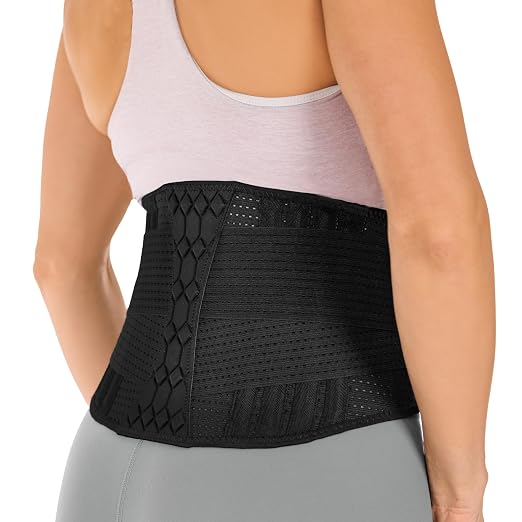 BraceAbility Lumbar Brace for Men and Women - Lower Back Support Belt for Lifting, Work, Standing All Day - Breathable Mesh, Flexible Comfort Fit for Everyday Wear - Adjustable Compression (M Black)