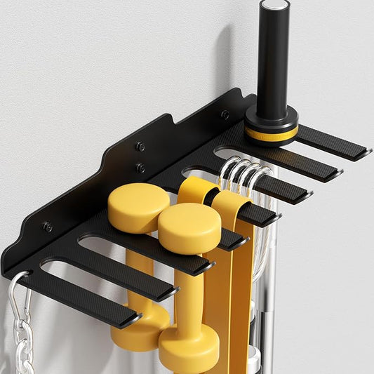 JNIHEEP Olympic Barbell Hanger,Garage Gym Bar Wall Rack,Vertical Barbell Mount Rack,Black Powder Coated,Space Saving Commercial or Home Gym Accessory,Holds Under 33mm Bar Size