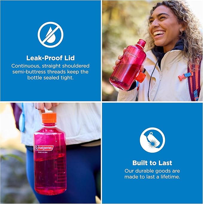 Nalgene 32 oz Narrow Mouth Water Bottle, Grey | BPA-Free, Durable & Lightweight, Leak Proof, Dishwasher Safe, Large Reusable Plastic Bottle for Hiking, Gym, Work & Travel