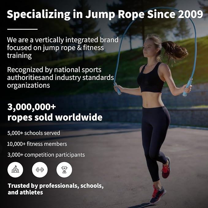 YUEDONG 7mm Thick PVC Jump Rope with Ball Bearings for Men and Women | 7mm thick PVC rope, ball bearings, ergonomic anti-slip grip, adjustable length, for cardio, fat burning and home workouts