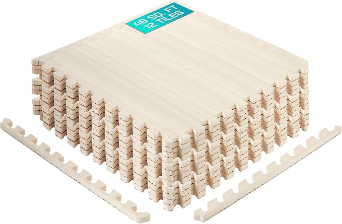 Yes4All EVA Interlocking Mats, Puzzle Floor Tiles, Foam Floor Padding with Border for Furniture, Home Space, Living Room, Garage