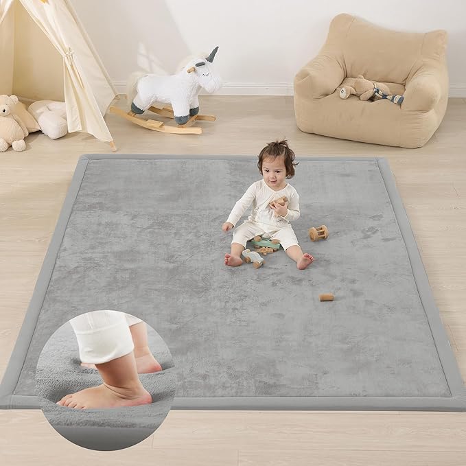 1.3" Thick Baby Play Mat for Floor,50x74 Padded Playpen Mat, Non-Slip | Ultra Soft Playmat for Baby,Tummy Time Foam Mats,Cushioned for Infant,Kids and Toddler Crawling,Easy Care