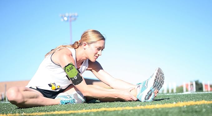 BONE Run Tie, Universal Running Phone Armband for 4"-6.7" Smartphones | Sweat Wicking, Skin-Friendly & Washable Silicone Strap, Workout Phone Arm Holder for Running (Luminous - S Arm Size 7.9-9.8")