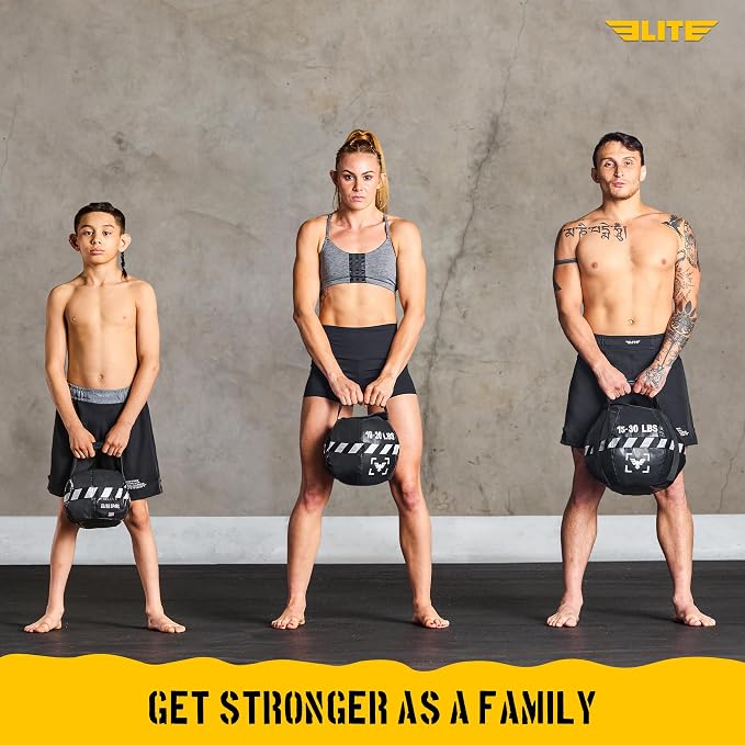 Elite Kettlebell Sandbag - Heavy Duty Sand Weights Bag for Cross Training, Strength Training, Workout, Functional Fitness, Adjustable Weight, Durable Training Equipment for Home & Gym (UN-FILLED)