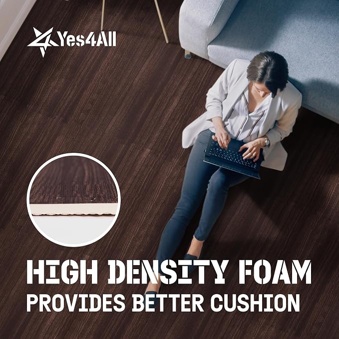 Yes4All EVA Interlocking Mats, Puzzle Floor Tiles, Foam Floor Padding with Border for Furniture, Home Space, Living Room, Garage 11,22,32 SQFT