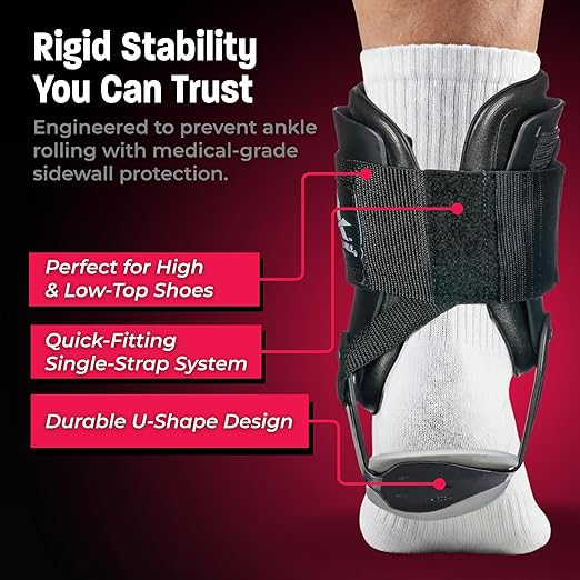 Active Ankle T2 Ankle Brace, Black Ankle Support for Men & Women, Ankle Braces for Sprains, Stability, Volleyball, Cheerleading, Large