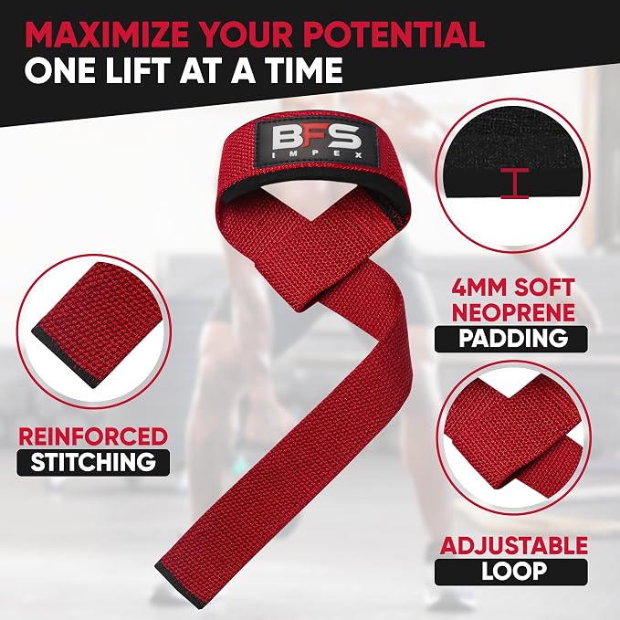 Lifting Straps for Weightlifting, Weightlifting Cotton Straps with Neoprene Padding for Men women Gym Wrist Straps for Bodybuilding powerlifting, Strength Training and Deadlifting