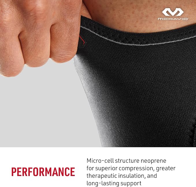 McDavid Knee Compression Sleeves. Lightweight Neoprene Support, Men/Women, for Left & Right Knee, Fits Men & Women, Includes 1 Sleeve, Black