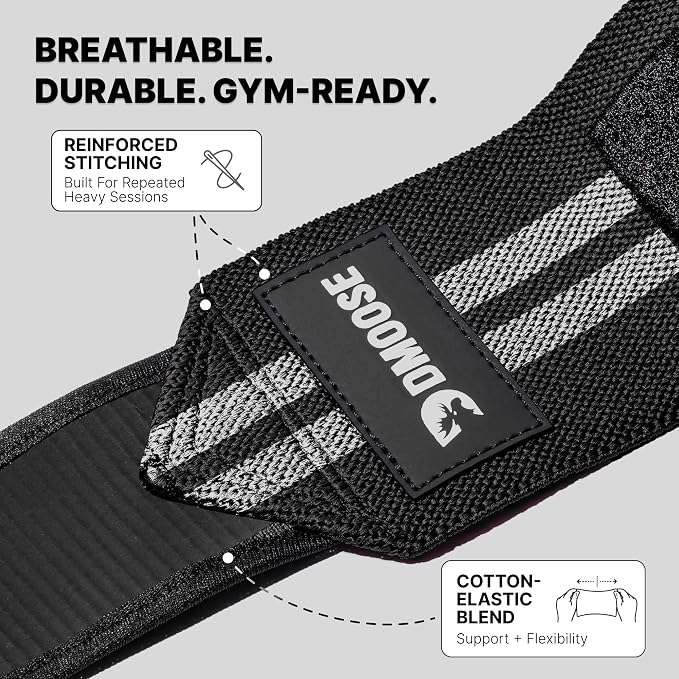 DMoose Fitness Elbow Wraps for Weightlifting (Pair) - 40'' Adjustable Strap for Gym Workout & Bench Press, Compression Elbow Sleeves for Tendonitis, Joint Support, Powerlifting & Deadlifts