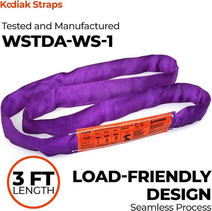 Endless Round Sling Lifting Strap- 10 Feet x 2600 lbs Vertical Capacity - Polyester Lifting Sling Strap, Heavy Duty for Rigging Moving Towing Hoisting- (4Pack)- Kodiak Straps
