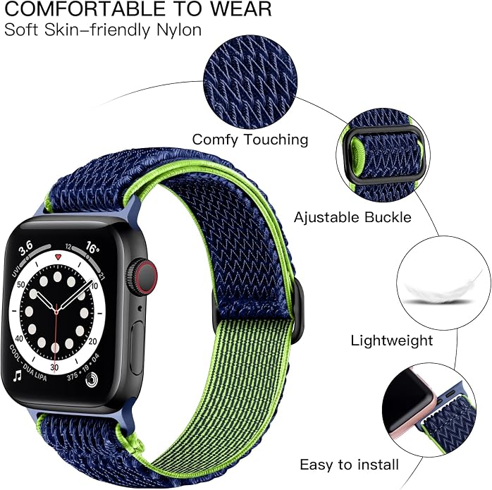 Lerobo Stretchy Nylon Solo Loop Band, Compatible with Apple Watch Series 11 10 9 8 7 6 5 4 3 SE3/2/1 Ultra3/2/1, Adjustable Strap for iwatch Band 44mm 45mm 46mm 49mm 42mm 40mm 41mm 38mm for Women Men
