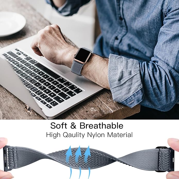 Lerobo Stretchy Nylon Solo Loop Band, Compatible with Apple Watch Series 11 10 9 8 7 6 5 4 3 SE3/2/1 Ultra3/2/1, Adjustable Strap for iwatch Band 44mm 45mm 46mm 49mm 42mm 40mm 41mm 38mm for Women Men