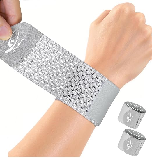 Wrist Compression Wraps 2-Pack, Wrist Brace Wrist Support for Sports, Mouse Hand, Mother's Hand, Carpal Tunnel Arthritis, Tendonitis - Premium Elastic & Breathable Mesh Fabric, One Size (Gray)