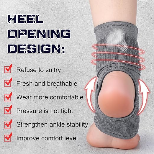 Honoson 2 Pcs Ankle Brace Kid Ankle Support Youth Neoprene Lace up Compression Sleeve Foot Brace Stabilizer with Adjustable Strap for Sport Sprained Plantar Fasciitis Achilles Tendonitis(Grey,M)