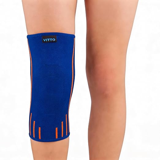VITTO Kids Knee Brace - Osgood Schlatter Knee Brace Youth, Compression Sleeve for Boys and Girls from 4-14 years old (Blue, XL)
