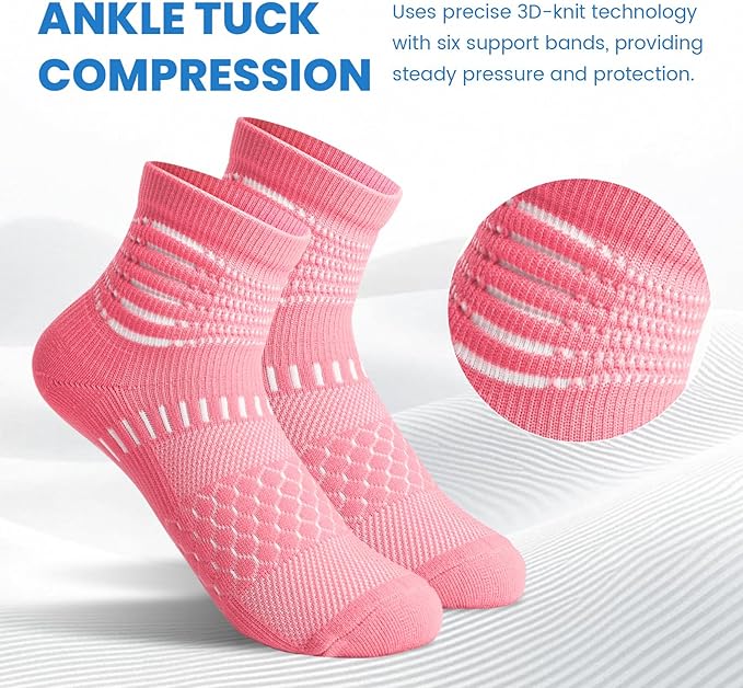 IRAMY Ankle Compression Socks for Women Men Plantar Fasciitis Relief 3/5 Pairs Cushioned Athletic Running Socks