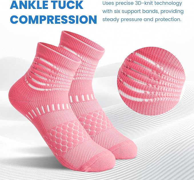 IRAMY Ankle Compression Socks for Women Men Plantar Fasciitis Relief 3/5 Pairs Cushioned Athletic Running Socks
