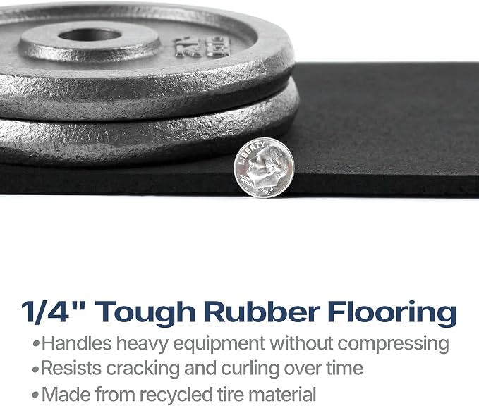 Flooring Inc's 1/4" Thick Tough Rubber Flooring Roll | Flexible Recycled Rubber Floor Mats for Home Gym | Heavy Duty Rubber Mat for Home Gyms, Sheds, Horse Stall Mat or Trailer