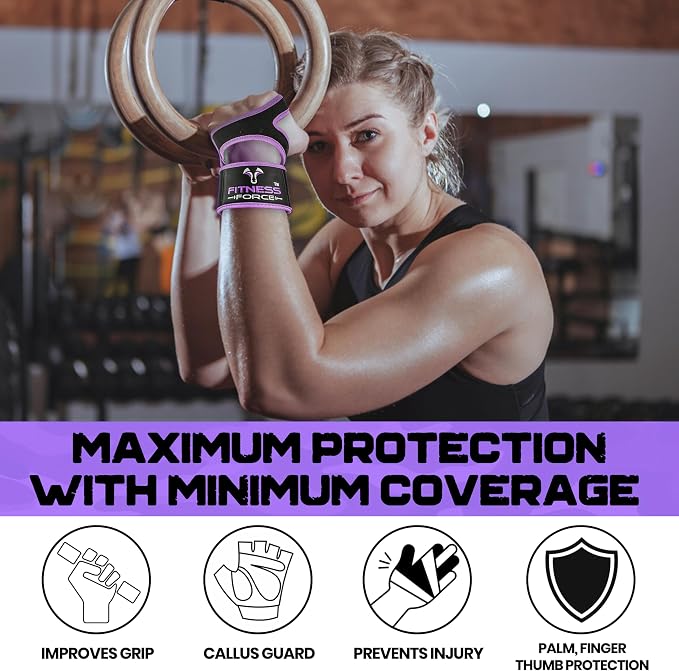 FITNESS FORCE Ventilated Weight Lifting Workout Gloves for Men & Women | Gym Gloves for Men & Women with Built-in Wrist Wraps for Men, Exercise Gloves for Weightlifting, Cycling & Cross Training