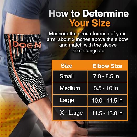 Doc Miller Elbow Compression Sleeves for Tendonitis, Women & Men, 1 Pair | Compression support, Arm Brace, Tennis Injuries, Bursitis Relief, Tendon Care, Active Use, Sports & Recovery