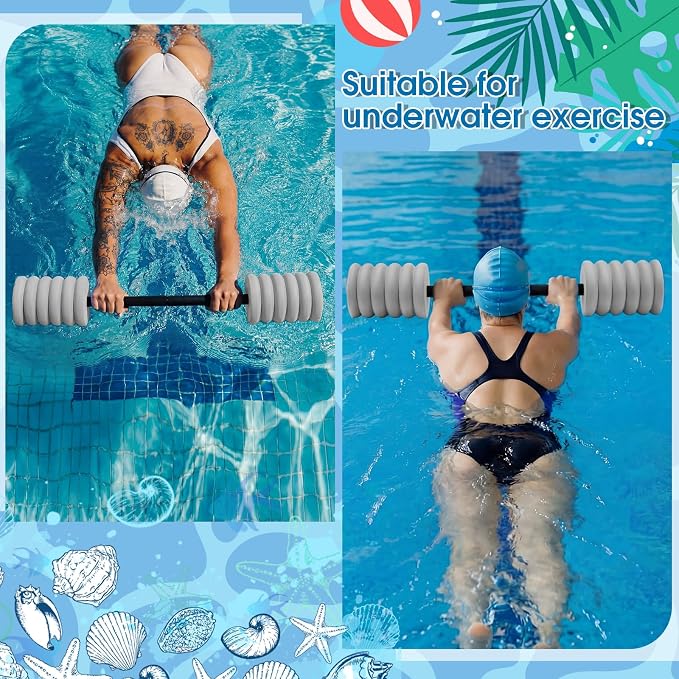 Soulchen Long Aquatic Exercise Dumbbells Pool Exercise Foam Water Weights Dumbbell Aquatic Pool Barbells with High Density EVA Foam for Swim Water Aerobics Workouts Loss