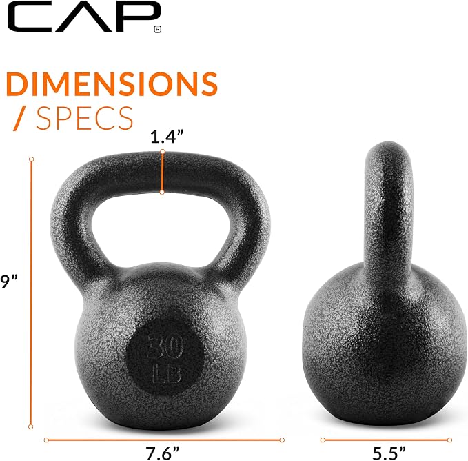 CAP Barbell Cast Iron Kettlebell - Singles and Sets, Multiple Weight Choices