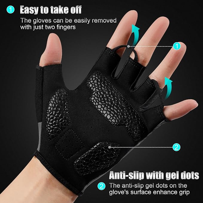 Cycling Gloves for Men Women, Half-Finger for Bike, Gym, Weight Lifting, Workout, Riding, Outdoor Sports