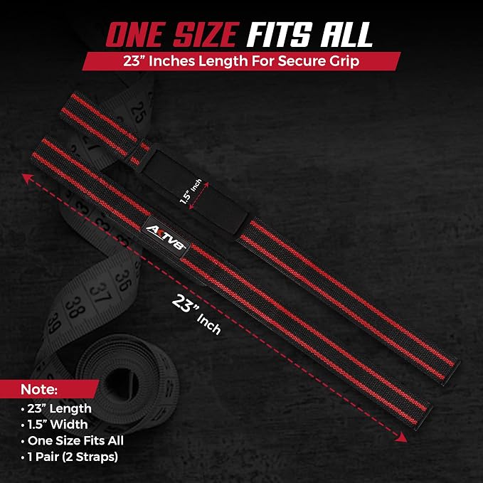 AKTV8 Lifting Straps for Deadlifts, 23 inch 4mm Padded Wrist Straps for Gym | Stronger Grip During Weight Lifting & Powerlifting, Heavy Duty Polyester-Cotton Gym Straps for Pull Ups, Rows & Heavier Lifts