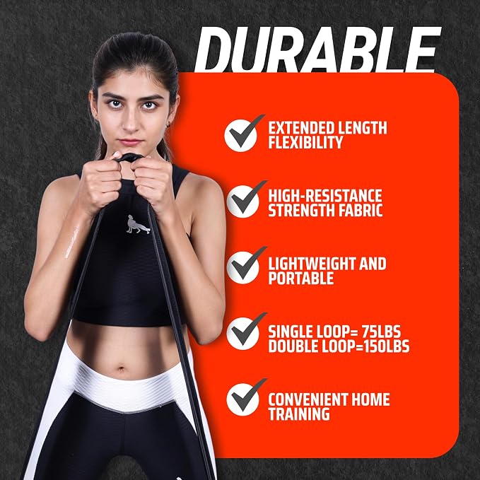 76 Inch Fabric Resistance Band for Strength Training, Mobility, and Stretching, Non-Slip Workout Band for Athletes, Home Gyms, Yoga, and Physical Therapy