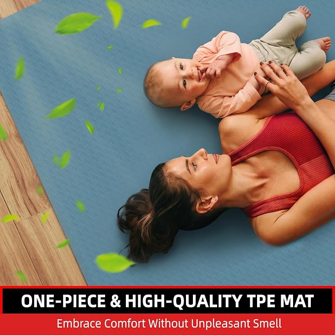 Extra Large Yoga Mat – 72"x48" or 78"x57", 1/4"–1/2" Thick Mat for Women & Men, TPE Non-Slip Pilates Mat for Home Gym, Yoga, Stretching, Meditation